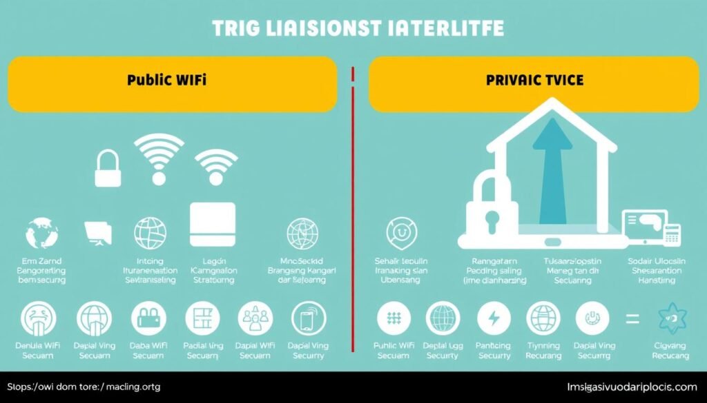 Perbandingan keamanan antara Wi-Fi publik dan jaringan pribadi Perbandingan keamanan antara Wi-Fi publik dan jaringan pribadi