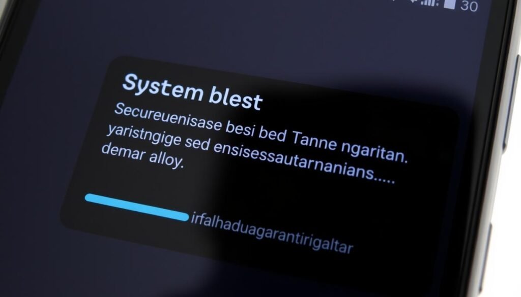Tampilan notifikasi pembaruan sistem pada smartphone Tampilan notifikasi pembaruan sistem pada smartphone